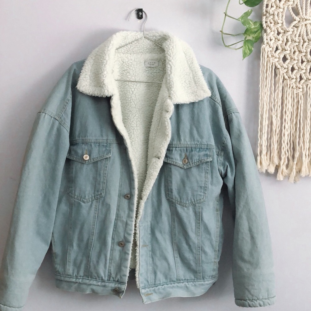 Sage the Label sherpa lined denim jacket- size L